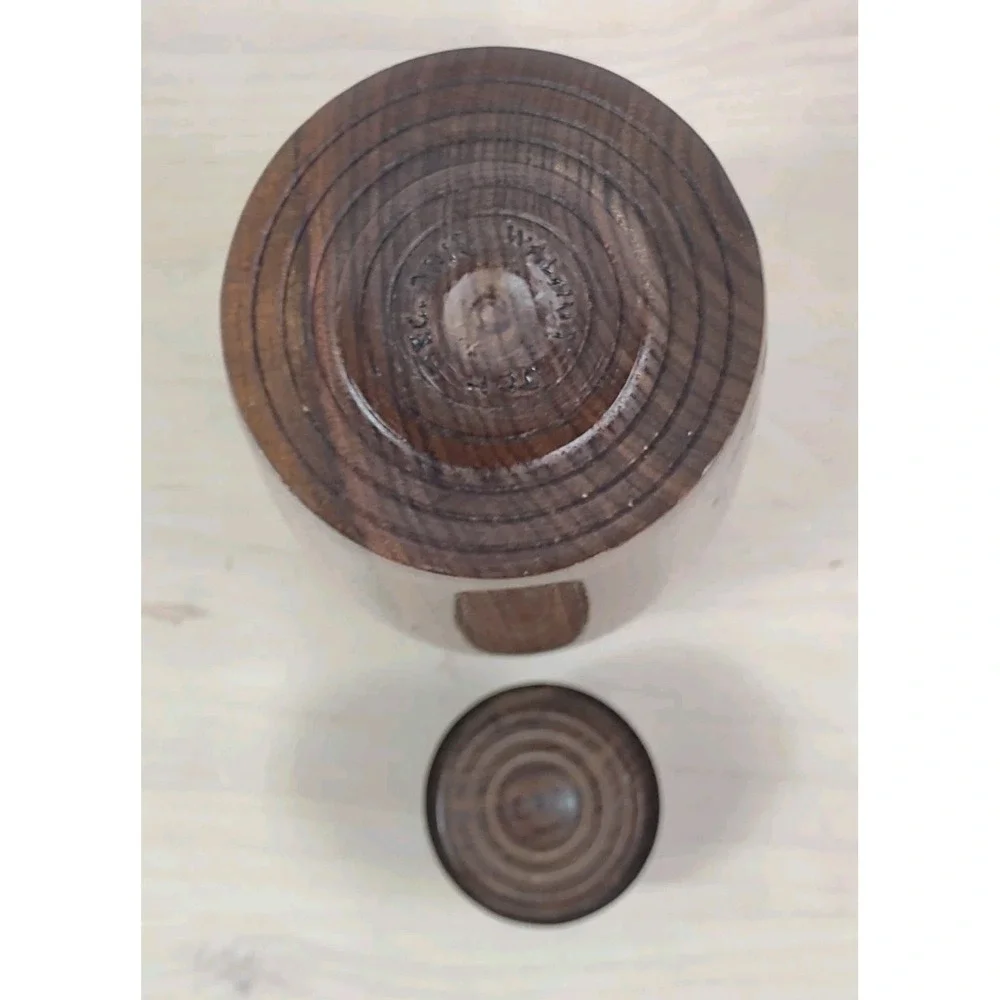 Dark Walnut Wood Urn For Cremation Natural Turned Wood NC Info Paper 9.5